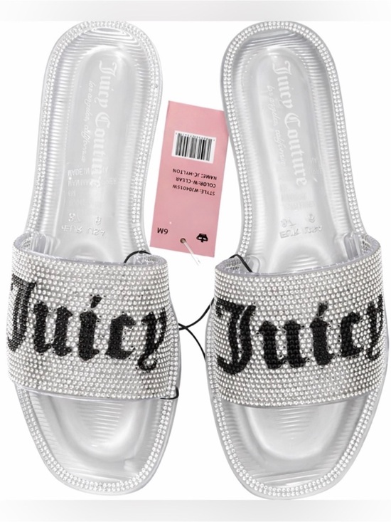 Juicy Couture Shoes - 🆕 JUICY COUTURE Hylton Rhinestone Logo Slides Clear Jelly Sandals Size 6 NWT